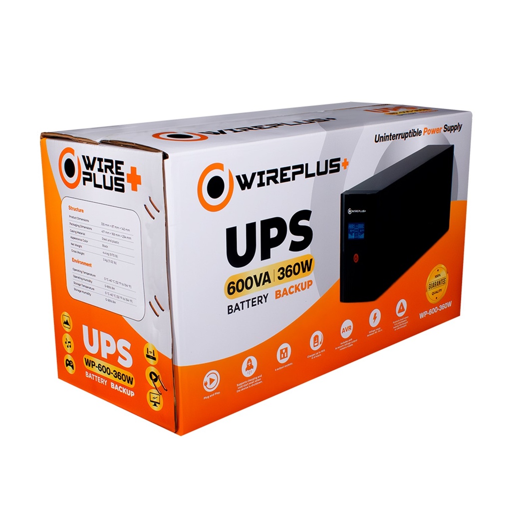 UPS WIREPLUS PANTALLA SMART 600VA-360W