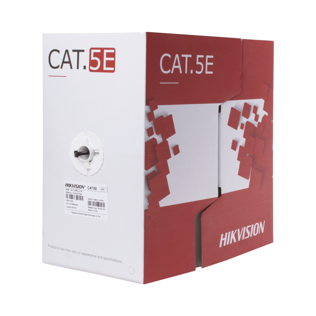 BOBINA CABLE UTP CAT5E 100% COBRE INTERIOR 305 MTS HIKVISION 0.5MM