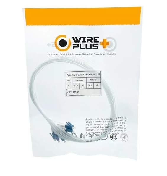 PIGTAIL 1 CONECTOR LC-UPC 0.9MM 1.5MTS PAQ. 10 UNIDADES WIREPLUS