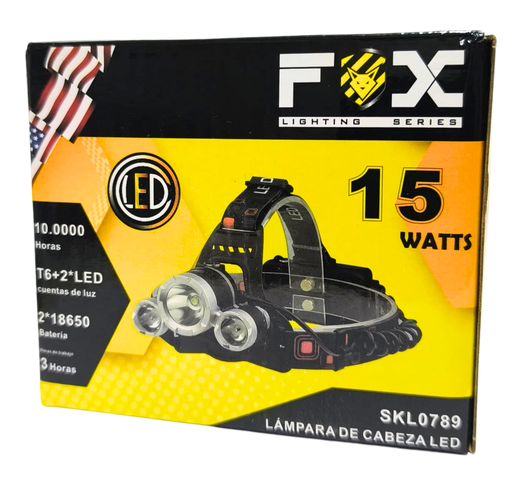[SKL0789] LINTERNA PLASTICA RECARGABLE MINERA LED 15W CARGADOR PARED Y CARRO