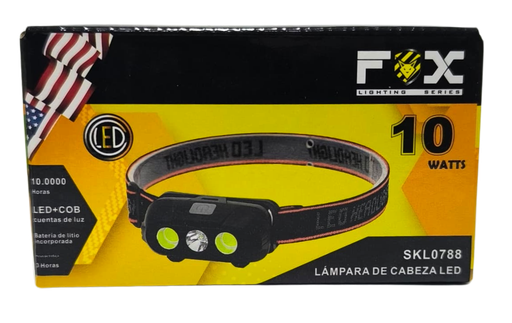 [SKL0788] LINTERNA PLASTICA RECARGABLE MINERA 10W LED+COB FOX