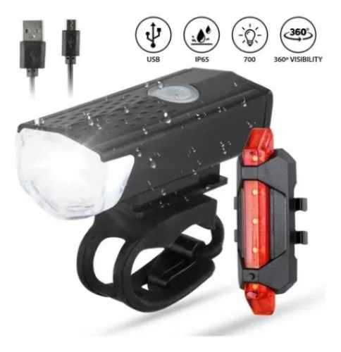 [SKL0792] LUZ PARA BICICLETA RECARGABLE USB DELANTERA Y TRASERA FOX