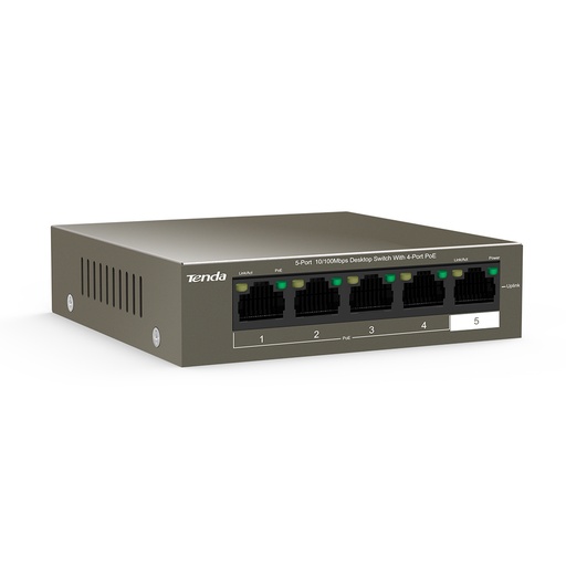 [TEF1105P-4-63W] SWITCH TENDA DESKTOP WITH 4 PORT POE + 1 LAN 63W 10/100Mbps