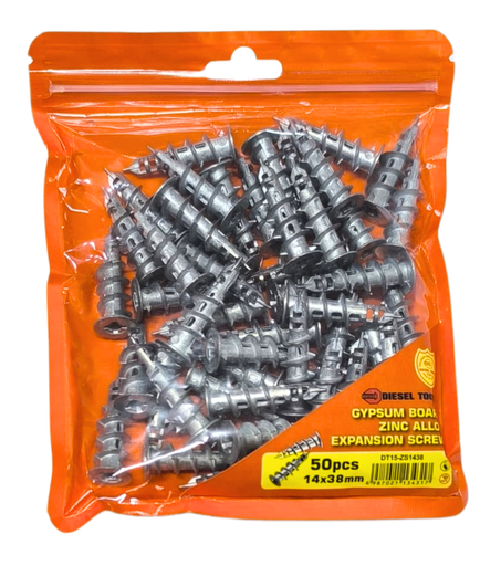 [DT15-ZS1438] RAMPLUG METALICO PARA DRYWALL 14X38MM APROXIMADAMENTE 50 UNIDADES