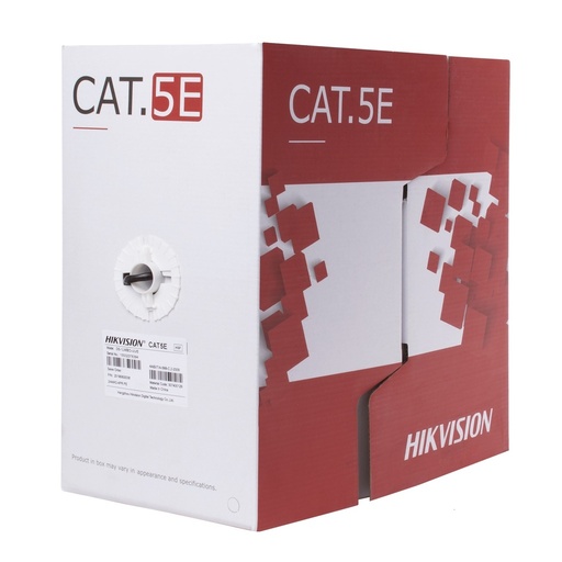 [DS-1LN5EO-UU/E] BOBINA CABLE UTP CAT5E 100% COBRE EXTERIOR 305 MTS HIKVISION 0.5MM NEGRO