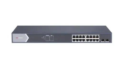 [DS-3E0518P-E/M] SWITCH HIKVISION POE DE 16 PUERTOS GIGABIT + 2 PUERTOS SFP