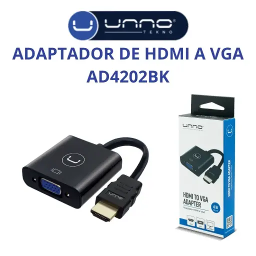 [AD4202BK] ADAPTADOR UNNO HDMI MACHO A VGA HEMBRA