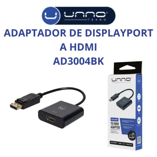 ADAPTADOR UNNO DISPLAY PORT MACHO A HDMI HEMBRA