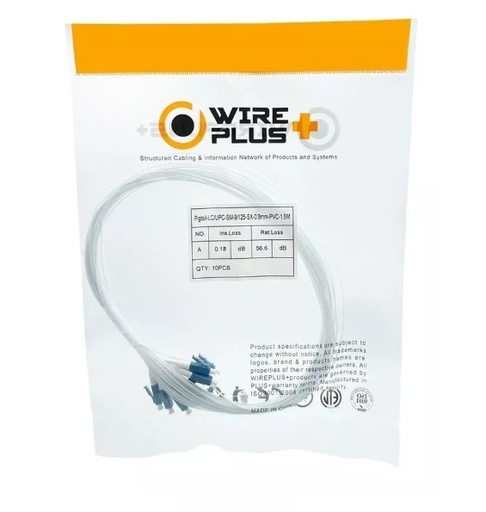 PIGTAIL 1 CONECTOR LC-UPC 0.9MM 1.5MTS PAQ. 10 UNIDADES WIREPLUS